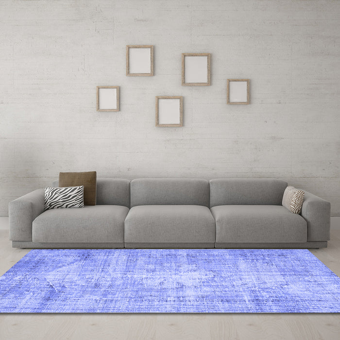 Machine Washable Abstract Blue Contemporary Rug in a Living Room, wshcon1320blu