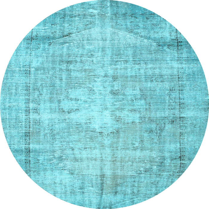 Round Abstract Light Blue Contemporary Rug, con1320lblu