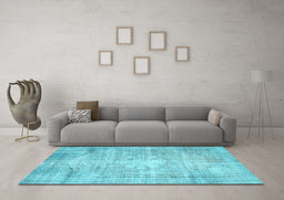 Machine Washable Abstract Light Blue Contemporary Rug in a Living Room, wshcon1320lblu