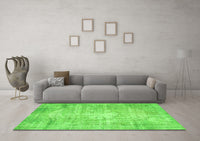 Machine Washable Abstract Green Contemporary Rug, wshcon1320grn