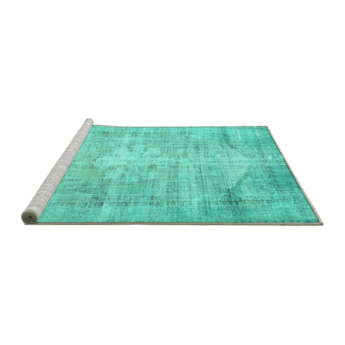 Sideview of Machine Washable Abstract Turquoise Contemporary Area Rugs, wshcon1320turq