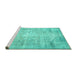 Sideview of Machine Washable Abstract Turquoise Contemporary Area Rugs, wshcon1320turq