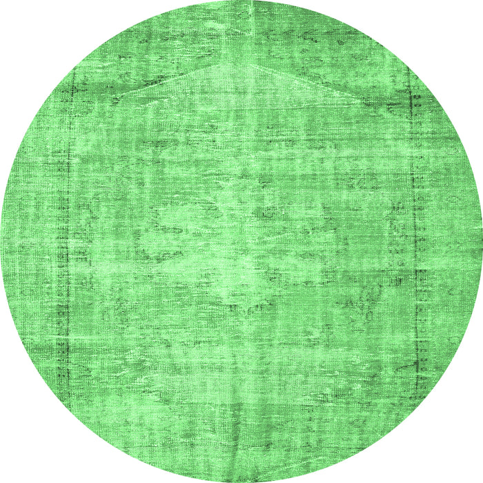 Round Abstract Emerald Green Contemporary Rug, con1320emgrn