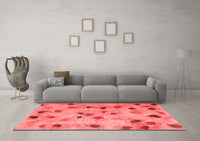 Machine Washable Abstract Red Contemporary Rug, wshcon1321red