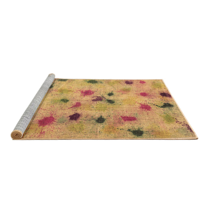 Sideview of Machine Washable Abstract Brown Contemporary Rug, wshcon1321brn