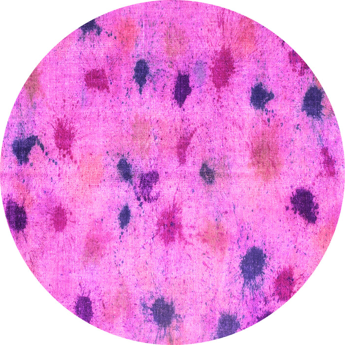 Round Machine Washable Abstract Pink Contemporary Rug, wshcon1321pnk