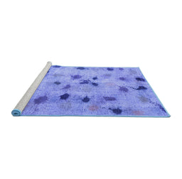 Sideview of Machine Washable Abstract Blue Contemporary Rug, wshcon1321blu