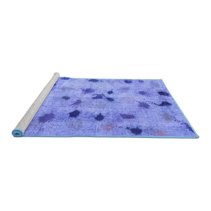 Sideview of Machine Washable Abstract Blue Contemporary Rug, wshcon1321blu