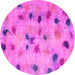 Round Abstract Pink Contemporary Rug, con1321pnk