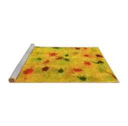 Sideview of Machine Washable Abstract Yellow Contemporary Rug, wshcon1321yw