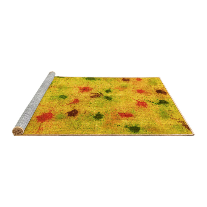 Sideview of Machine Washable Abstract Yellow Contemporary Rug, wshcon1321yw