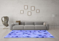 Machine Washable Abstract Blue Contemporary Rug, wshcon1321blu