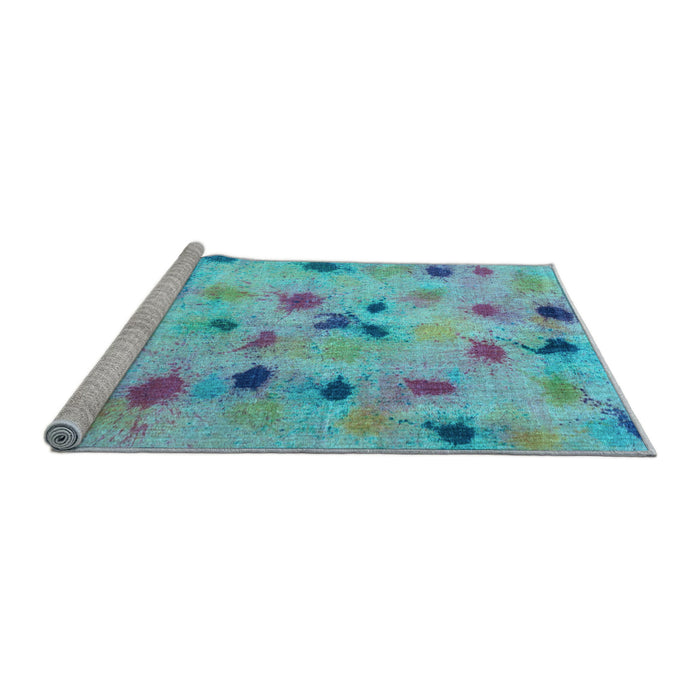 Sideview of Machine Washable Abstract Light Blue Contemporary Rug, wshcon1321lblu