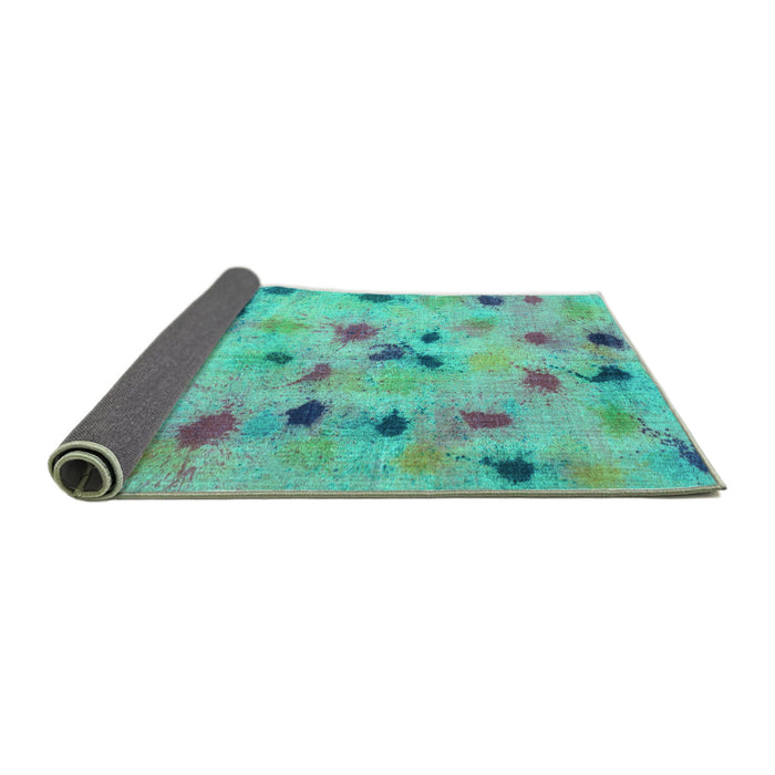 Sideview of Abstract Turquoise Contemporary Rug, con1321turq