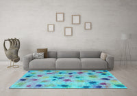 Machine Washable Abstract Light Blue Contemporary Rug, wshcon1321lblu