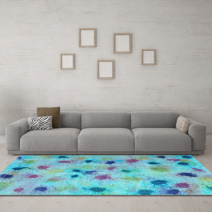 Machine Washable Abstract Light Blue Contemporary Rug in a Living Room, wshcon1321lblu