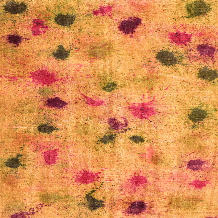 Round Machine Washable Abstract Orange Contemporary Area Rugs, wshcon1321org