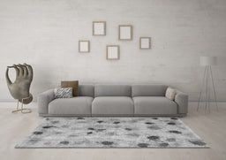 Machine Washable Abstract Gray Contemporary Rug in a Living Room,, wshcon1321gry