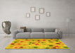 Machine Washable Abstract Yellow Contemporary Rug in a Living Room, wshcon1321yw