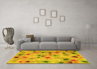 Machine Washable Abstract Yellow Contemporary Rug, wshcon1321yw