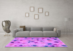 Machine Washable Abstract Purple Contemporary Area Rugs in a Living Room, wshcon1321pur