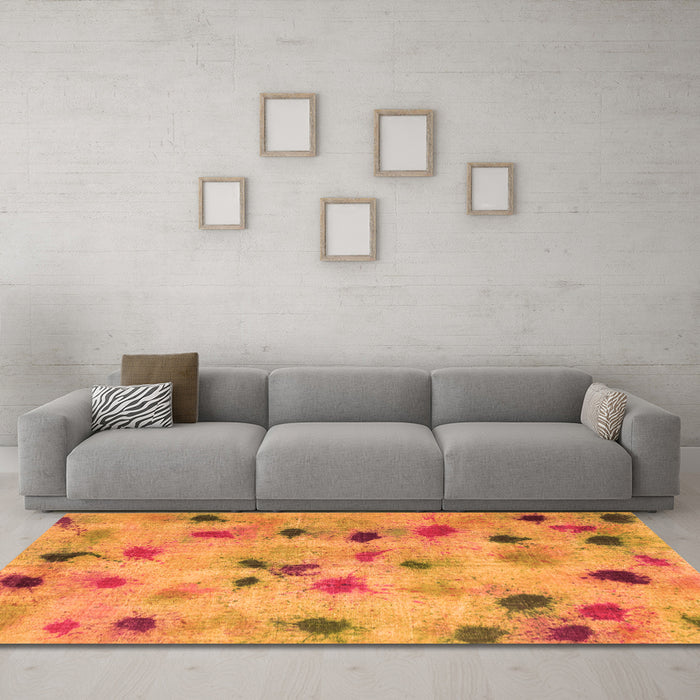 Machine Washable Abstract Orange Contemporary Area Rugs in a Living Room, wshcon1321org