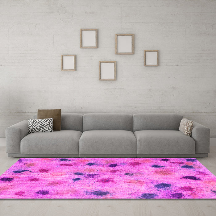 Machine Washable Abstract Pink Contemporary Rug in a Living Room, wshcon1321pnk
