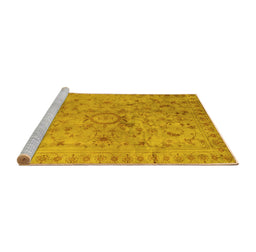Sideview of Machine Washable Abstract Yellow Contemporary Rug, wshcon1322yw