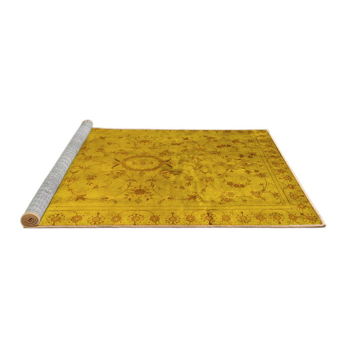 Sideview of Machine Washable Abstract Yellow Contemporary Rug, wshcon1322yw