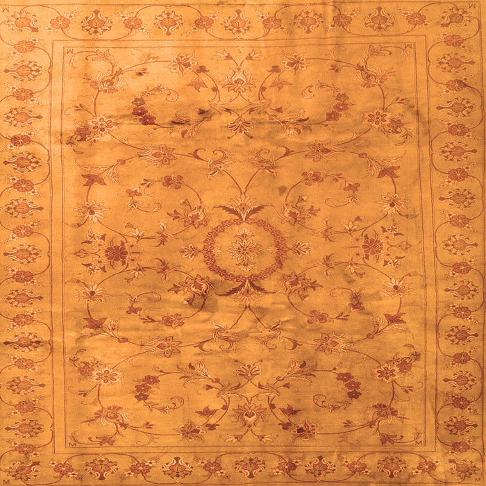 Round Machine Washable Abstract Orange Contemporary Area Rugs, wshcon1322org