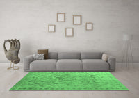 Machine Washable Abstract Emerald Green Contemporary Rug, wshcon1322emgrn