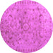 Round Machine Washable Abstract Purple Contemporary Area Rugs, wshcon1322pur