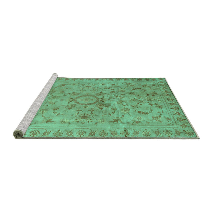 Sideview of Machine Washable Abstract Turquoise Contemporary Area Rugs, wshcon1322turq