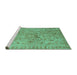 Sideview of Machine Washable Abstract Turquoise Contemporary Area Rugs, wshcon1322turq