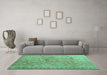 Machine Washable Abstract Turquoise Contemporary Area Rugs in a Living Room,, wshcon1322turq