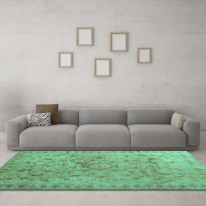 Machine Washable Abstract Turquoise Contemporary Area Rugs in a Living Room,, wshcon1322turq