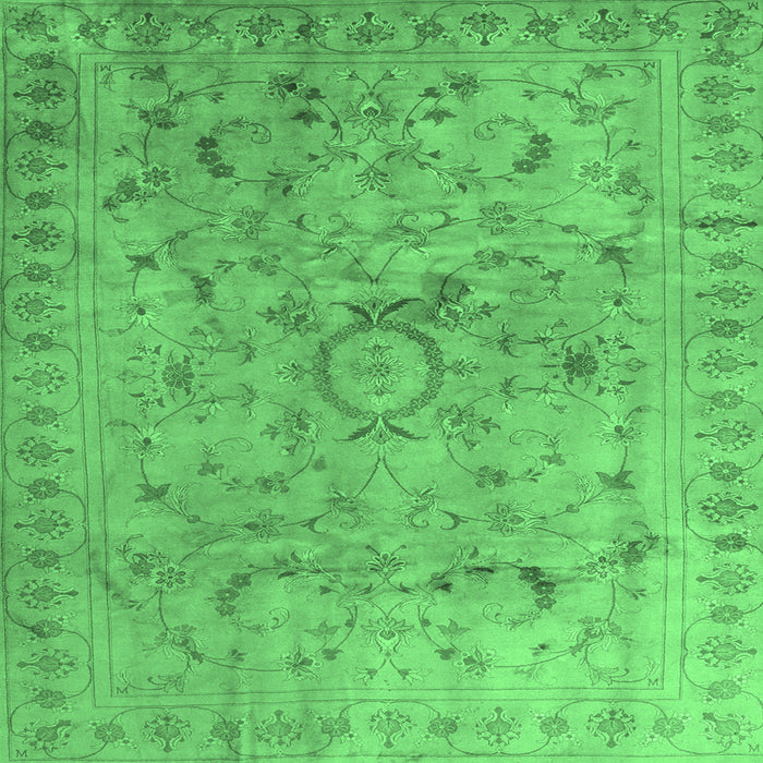 Square Abstract Emerald Green Contemporary Rug, con1322emgrn