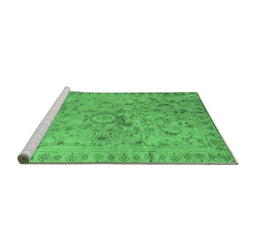 Sideview of Machine Washable Abstract Emerald Green Contemporary Area Rugs, wshcon1322emgrn