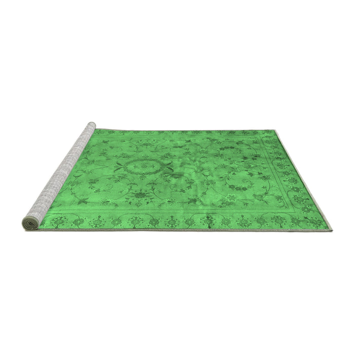 Sideview of Machine Washable Abstract Emerald Green Contemporary Area Rugs, wshcon1322emgrn