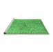 Sideview of Machine Washable Abstract Emerald Green Contemporary Area Rugs, wshcon1322emgrn