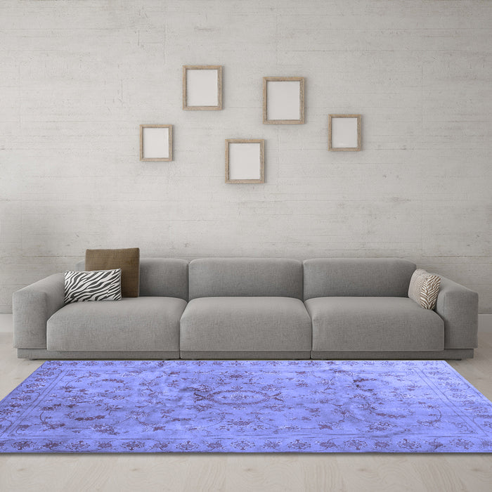 Machine Washable Abstract Blue Contemporary Rug in a Living Room, wshcon1322blu