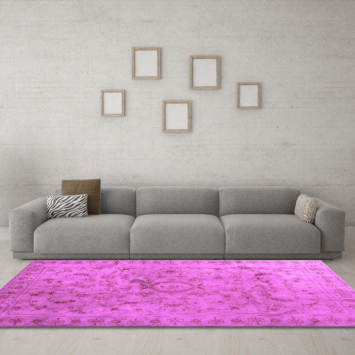 Machine Washable Abstract Purple Contemporary Area Rugs in a Living Room, wshcon1322pur