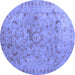 Round Abstract Blue Contemporary Rug, con1322blu