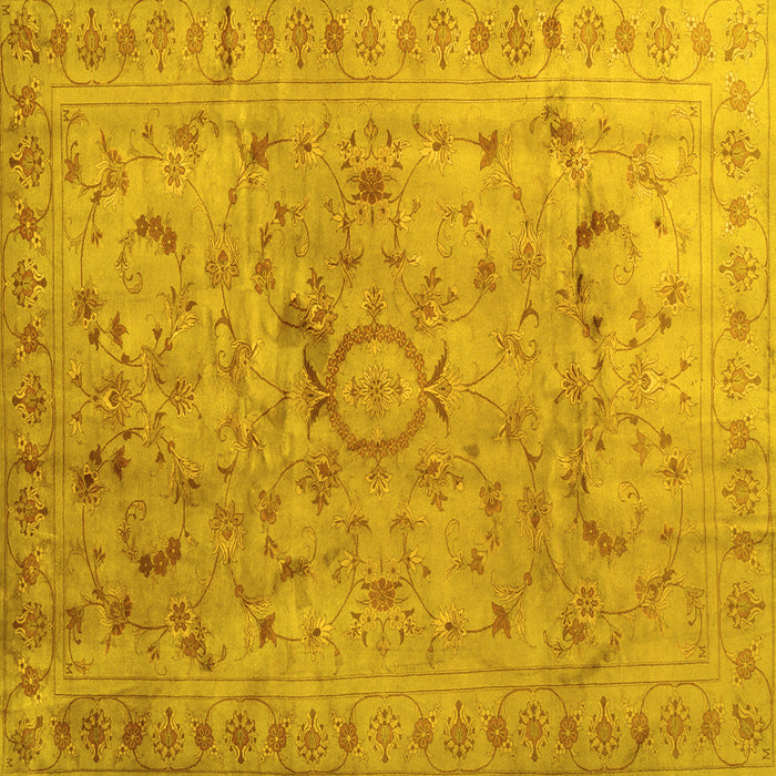 Square Machine Washable Abstract Yellow Contemporary Rug, wshcon1322yw