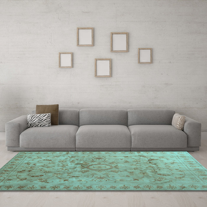 Machine Washable Abstract Light Blue Contemporary Rug in a Living Room, wshcon1322lblu
