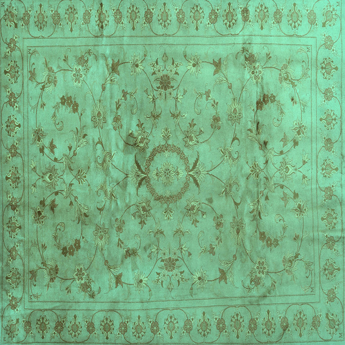 Square Machine Washable Abstract Turquoise Contemporary Area Rugs, wshcon1322turq