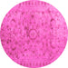 Round Abstract Pink Contemporary Rug, con1322pnk