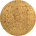 Round Abstract Brown Contemporary Rug, con1322brn