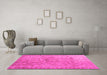 Machine Washable Abstract Pink Contemporary Rug in a Living Room, wshcon1322pnk