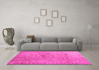 Machine Washable Abstract Pink Contemporary Rug, wshcon1322pnk